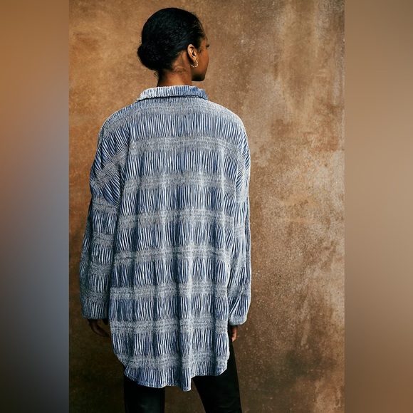 NEW Free People My Best Top Button Down In Eventide Blue - Picture 16 of 16